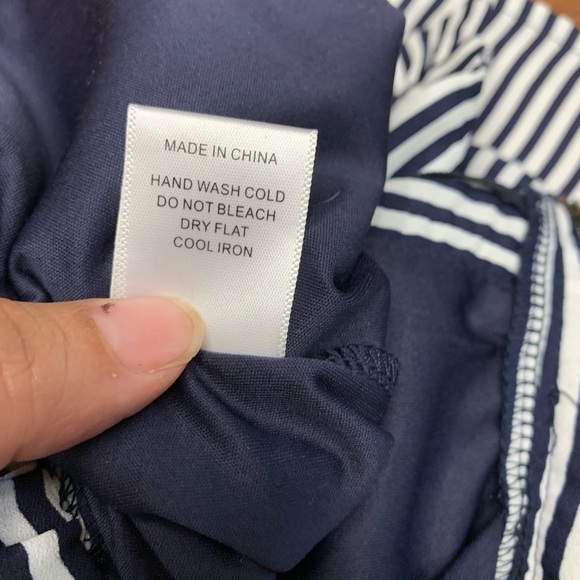 Coverstitched striped paper bag shorts - Picture 7 of 8